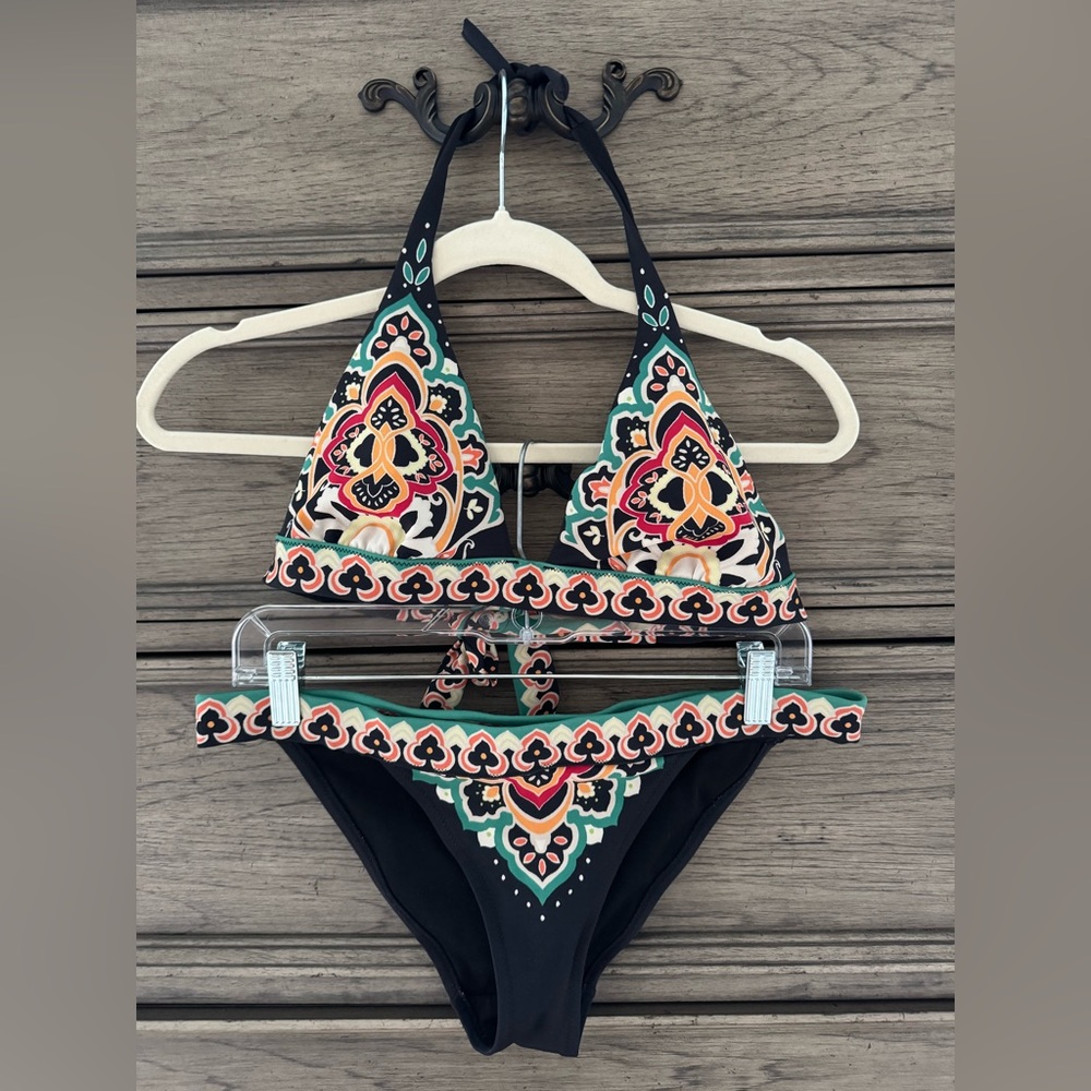Victoria’s Secret Bikini Set EUC Two Piece Navy Blue Y2k Tribal Paisley Mandala